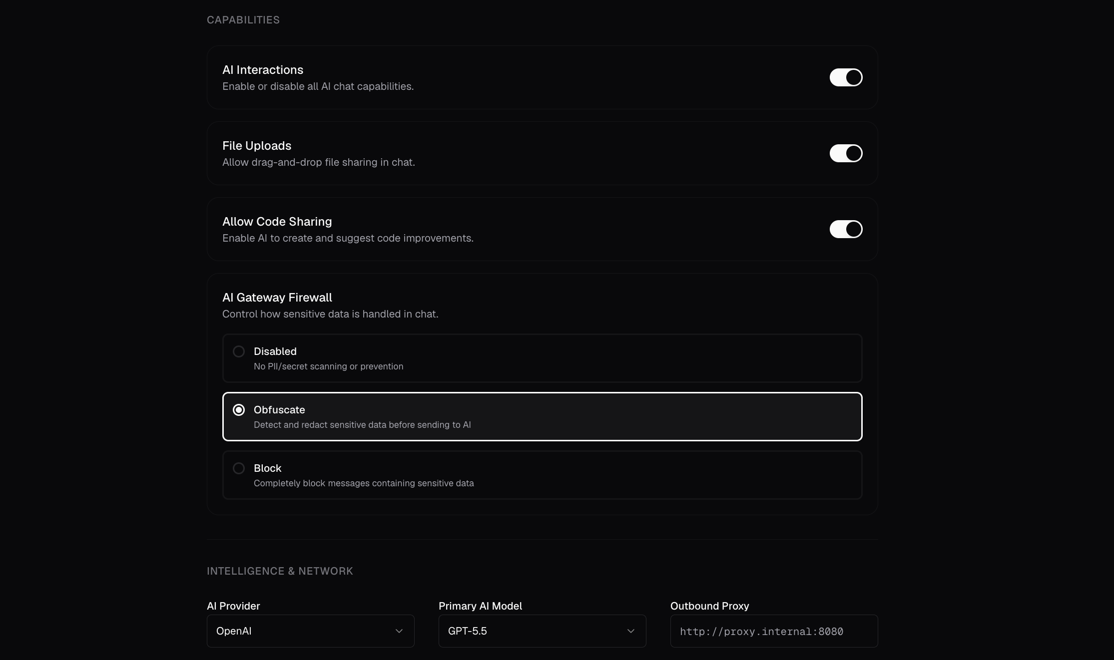 Workspace protection settings